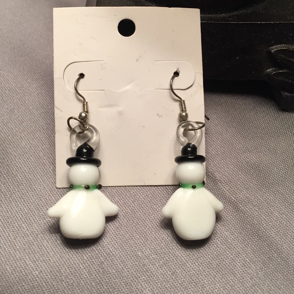 Glass Milano Snowman Earrings - pierced - Picture 2 of 3
