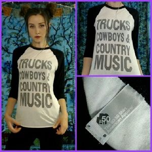 Truck Cowboys & Country Music Raglan Shirt, Small