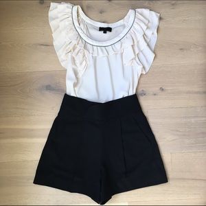 French Connection Black High Waist Shorts