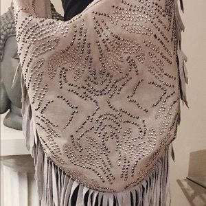 NEW Light Grey Fringe Bag w/stud design!