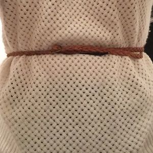 Express Tan Braided Leather Braided Thin Belt