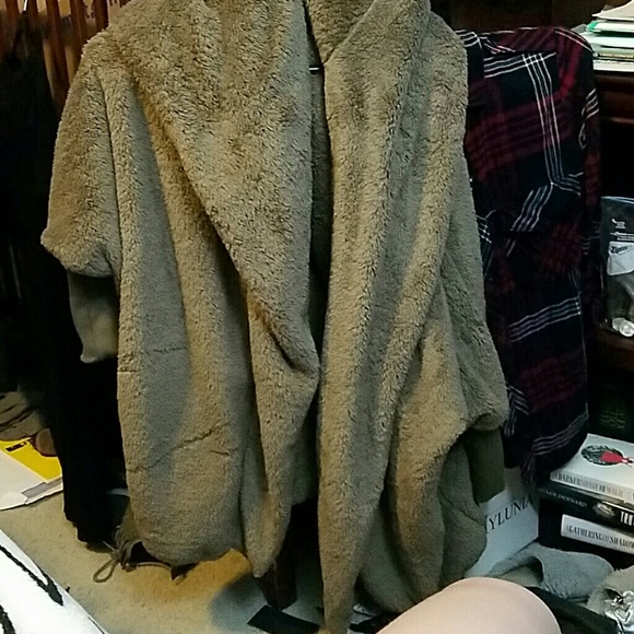 Brown fur wrap cardigan