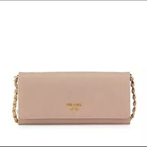 Prada Saffiano Wallet on Chain in Blush (Cammeo)