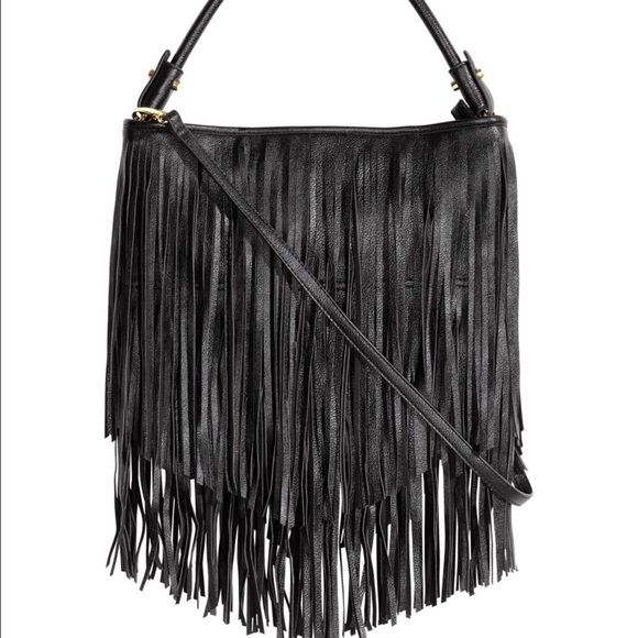 H & M black fringe bag