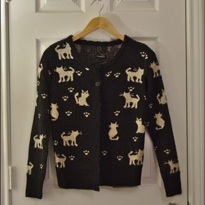 Black Cardigan with Kittens
