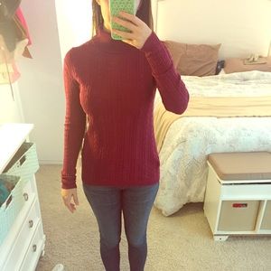 BCBG MAX Azria cotton cable knit turtleneck