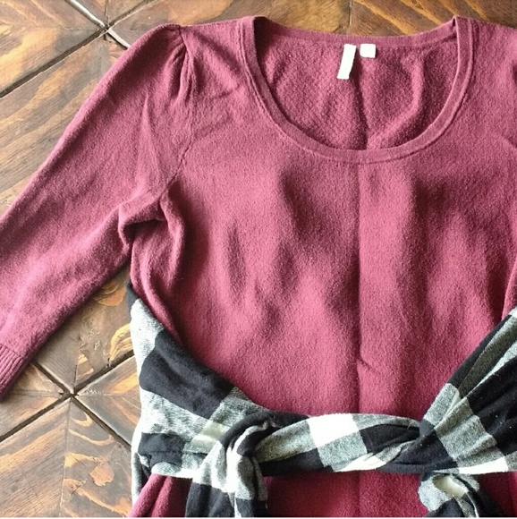 Burgundy Maroon Sweater Shift Sheath Dress - Picture 7 of 8