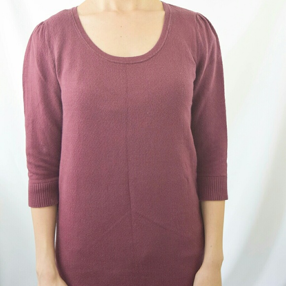 Burgundy Maroon Sweater Shift Sheath Dress - Picture 5 of 8