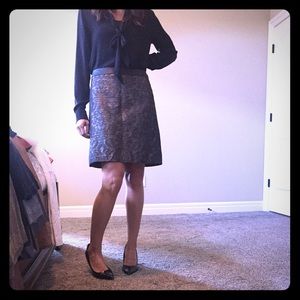 Black & Gold Shimmer Jacquard Print Skirt