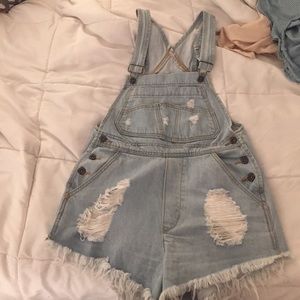 Light blue demin overalls