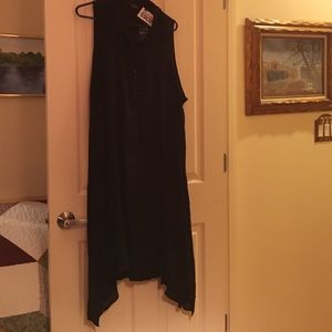 Plus size black dress with under slip.