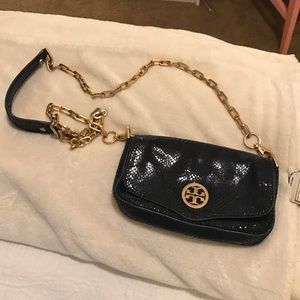 Tory burch navy faux python crossbody