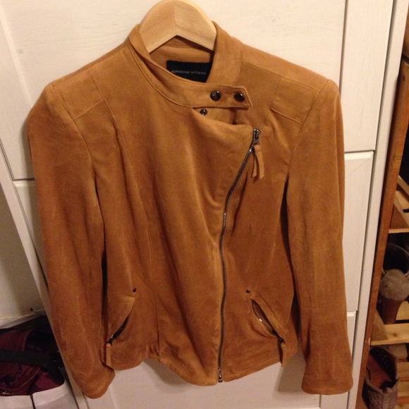 Tan Faux Suede Moto Jacket