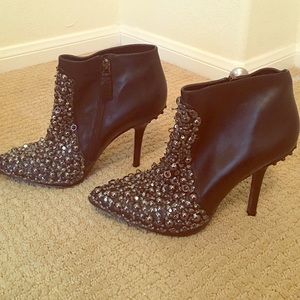 Vera Wang Embellished Ankle Boots with Heels.