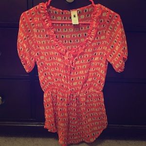 Orange elephant print blouse