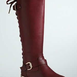 Torrid Oxblood Red faux leather lace up back boot