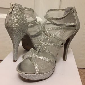 Silver Glittered Heels