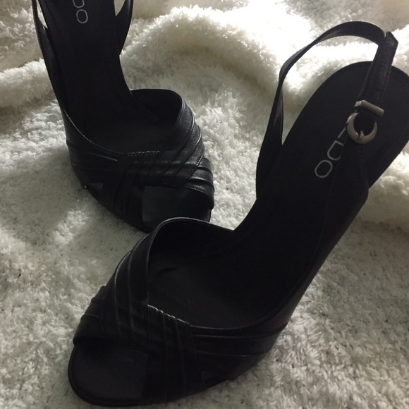 Aldo Black Leather Heels