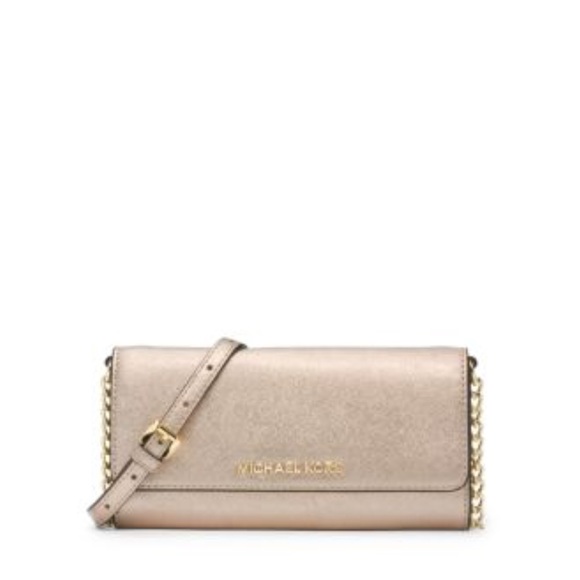 Michael Kors Jet Set Gold Leather Chain Wallet