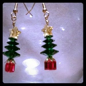 Crystal Christmas tree earrings