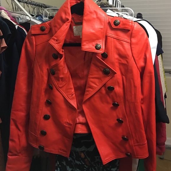 Orange authentic leather jacket size small