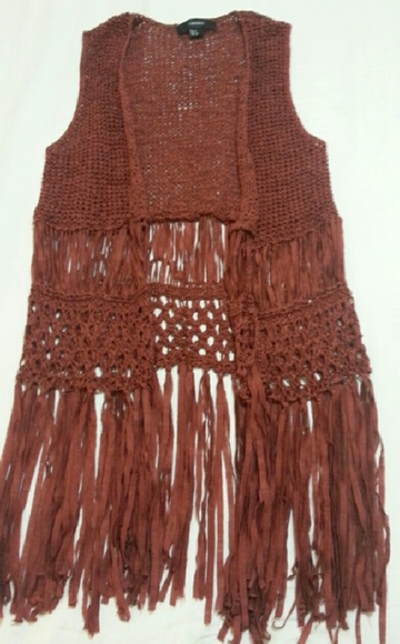 Burnt Sienna Retro Fringe Vest - Picture 1 of 2