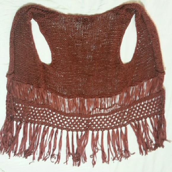Burnt Sienna Retro Fringe Vest - Picture 2 of 2