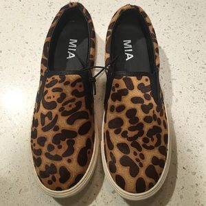 The Loft Animal print calf hair slip on shoes
