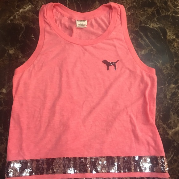 PINK sequin muscle tee