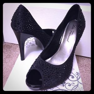 Black Peeptoe Pumps