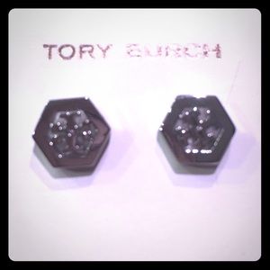 Tory Burch Silver Hex-Logo Earrings