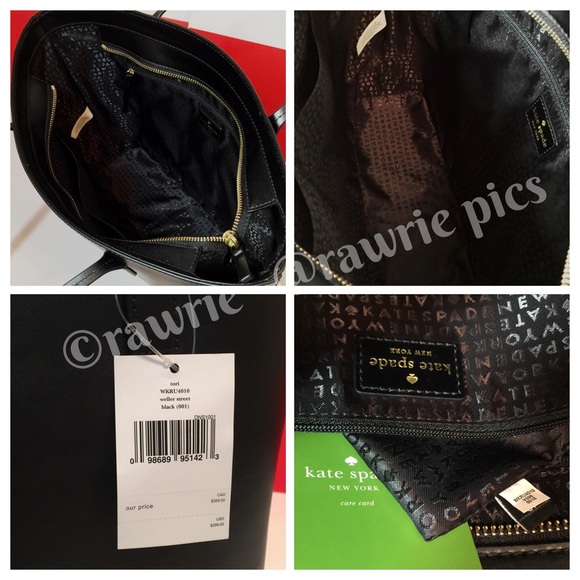 New Kate Spade black leather large zip top tote - Picture 4 of 4