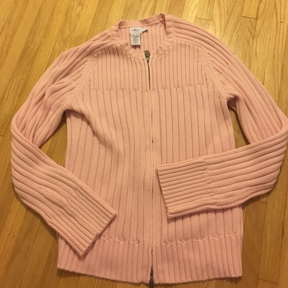 90s Kate Moss Baby Pink CK ribbed cardigan