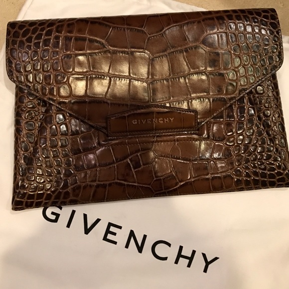 Givenchy Authentic Croc Envelope Clutch