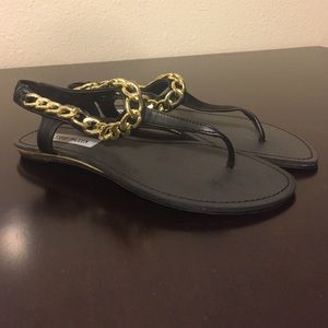 Steve Madden black leather sandals size 10, NEW