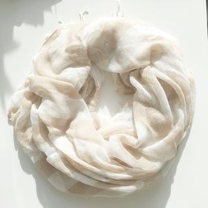 Perfect Neutral Soft Beige and White Striped Scarf