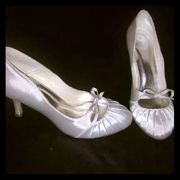 White Satin Heels