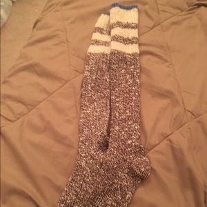 Brown and cream knee high/thigh high socks