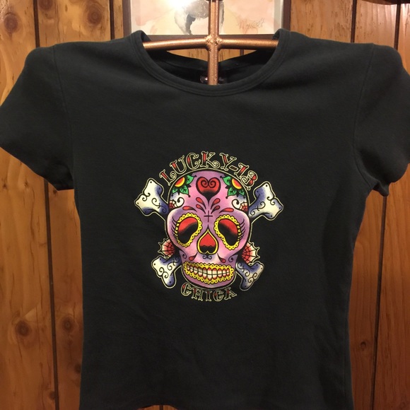 💀Lucky 13 Chick Sugar Skull Tee💀