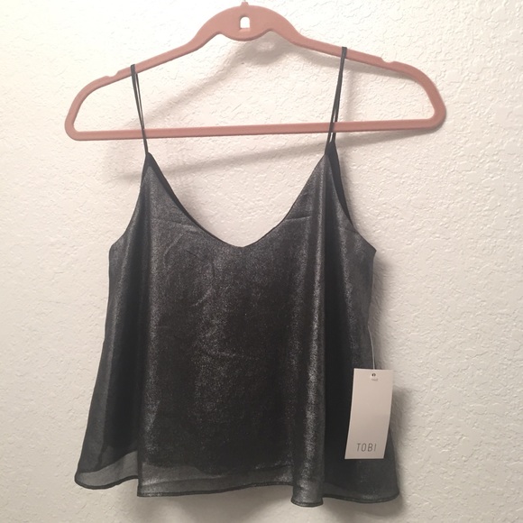 Gunmetal Metallic Crop Top
