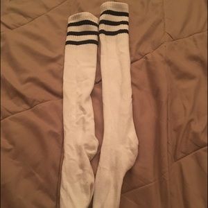 Black striped thigh highs