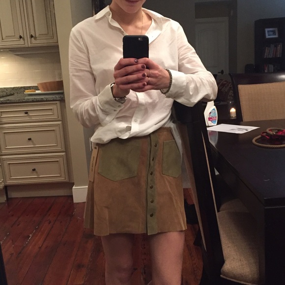 Reformation Tucson Suede Snap Up Skirt - Picture 2 of 4