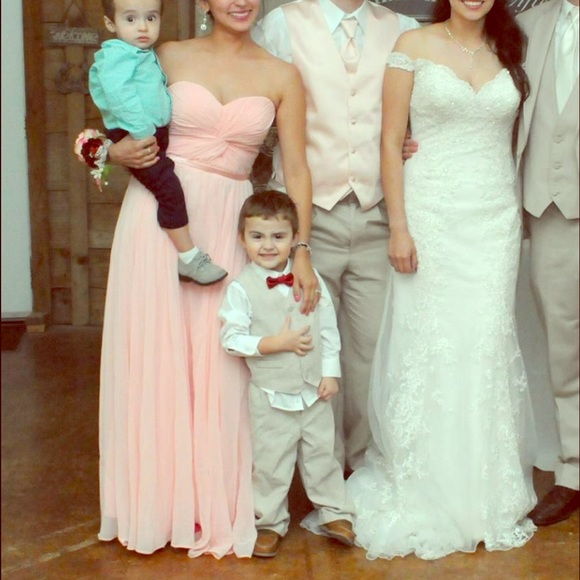 Pink Bridesmaid Chiffon Dress