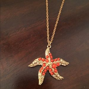 Ann Taylor Orange and gold starfish necklace