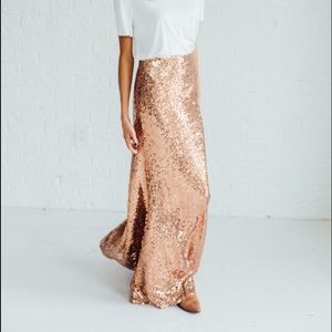 Rose Gold Sequin Maxi Skirt