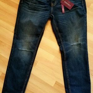 Vigoss Skinny Dark Sandblast Jean with Knee Slits