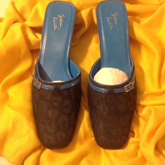 Susan Lucci Denim Cheetah Squared Toe Slip-On 9.5W - Picture 2 of 4