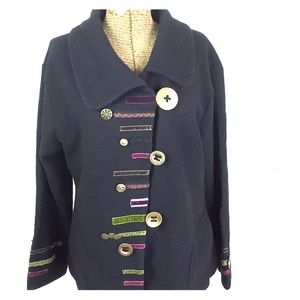 Carson wool coat lagenlook blue fish