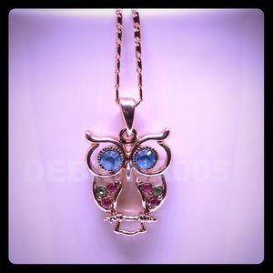 Rhinestone Owl Pendant Necklace