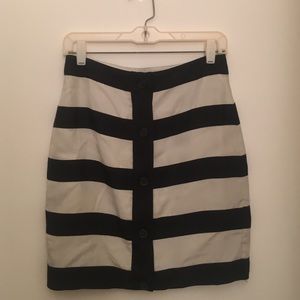 Club Monaco Black and White Striped Pencil Skirt